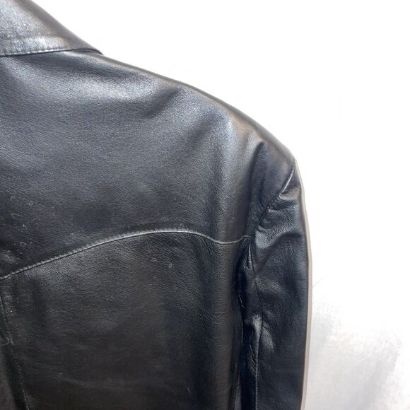 Circle S Men’s Leather Jacket Size 46L Large Black Leather Going Out Party - Picture 10 of 12
